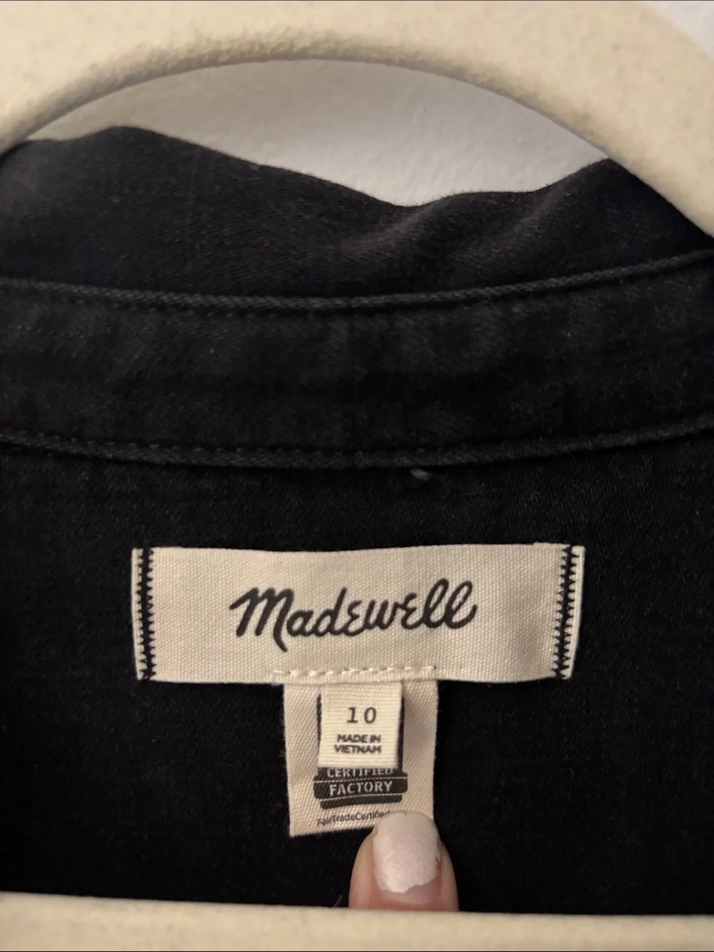 Madewell 100% Cotton Washed Black Button-Front Denim Tunic Shirt Dress Size 10